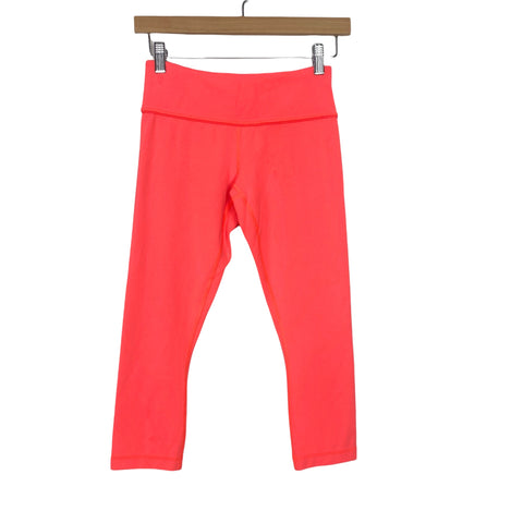 Lululemon Neon Coral Cropped Leggings- Size 4 (Inseam 20")