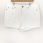 J Crew White Distressed Jean Shorts- Size 33