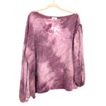 Pink Lily Purple Tie Dye Off The Shoulder Bubble Sleeve Top- Size M