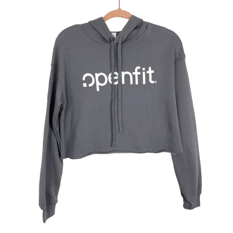 Bella + Canvas Gray Openfit Cropped Hooded Sweatshirt- Size S