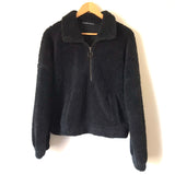 Abercrombie & Fitch Black Sherpa Fleece Half Zip Pullover- Size S
