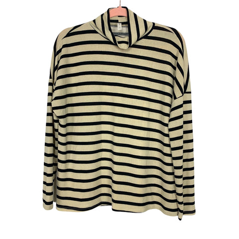 MTS Cream/Black Stripe Turtleneck Top- Size S