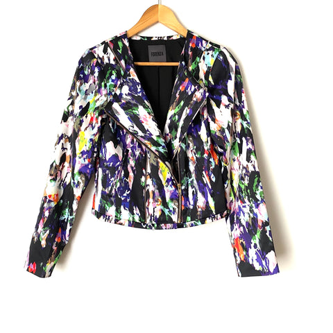 Forenza Watercolor Zipper Crop Jacket- Size XS