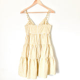 English Factory Mustard Gingham Front Tie Dress- Size S