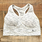 Bally Total Fitness White and Grey Heathered Padded Sports Bra- Size ~M (see notes)