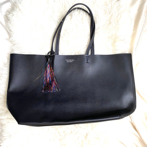 Victoria Secret Black Faux Leather Limited Edition Tote (LIKE NEW CONDITION)