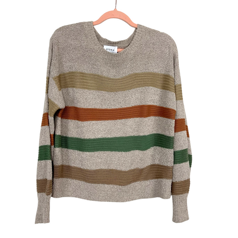 STORIA Tan Color Striped Wool Blend Sweater- Size S