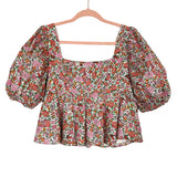 Buddy Love Floral Puff Sleeve Peplum Top NWT- Size S