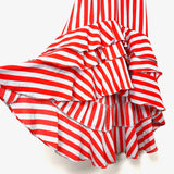Buddy Love Red & Grey Striped Ruffle High/Low Dress NWT- Size XS