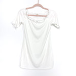 Hello Miz White Ribbed Off The Shoulder Top- Size M