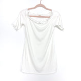 Hello Miz White Ribbed Off The Shoulder Top- Size M