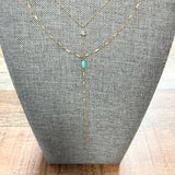 No Brand Double Chain Turquoise Drop Necklace