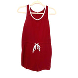 No Brand Sleeveless Red With White Outline Drawstring Romper- Size S