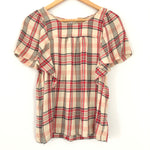 Maeve Plaid Flutter Sleeve Top- Size S