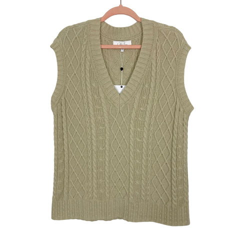 L'Academie Beige Cable Knit Sweater Vest NWT- Size S