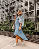 Final Touch Blue with Pockets Maxi Dress- Size S