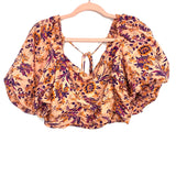 Free People Floral Smocked Back Crop Top- Size L (we have matching pants)