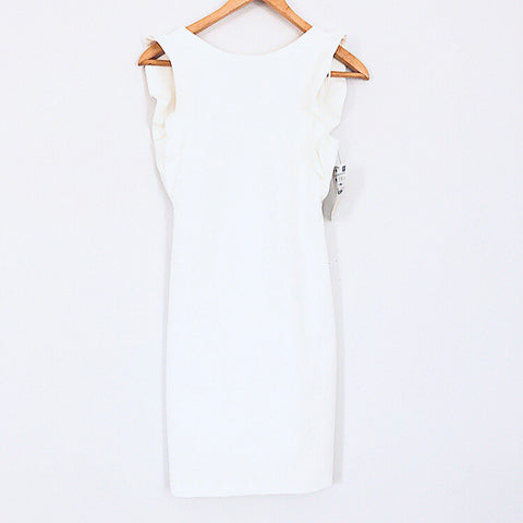 Zara Trafaluc White Ruffle Tank Sleeve Dress with Low Back NWT- Size S