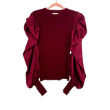 AURA Ribbed Satin Puff Sleeve Top- Size S (sold out online)
