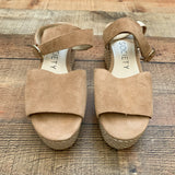 Sole Society Adlynda Basket-Weave Wedge Ankle Wrap Sandals- Size 8