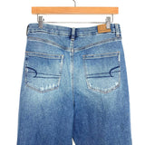 American Eagle Stretch Distressed Curvy Mom Jeans- Size 12 Short  (Inseam 25”)