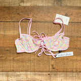 For Love & Lemons Pink and Yellow Floral Print Underwire Bikini Top NWT- Size M (we have matching bottoms)