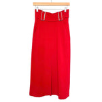 A.L.C. Red Front Slit Buckle Midi Skirt NWT- Size 0