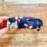 No Brand Navy Floral Pattern Knot Headband