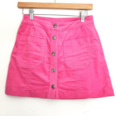 Cotton Candy LA Hot Pink Snap Up Corduroy Skirt- Size S