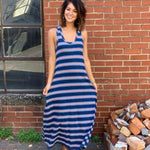 Dylan Blues and Red Striped Racerback Dress NWT- Size S