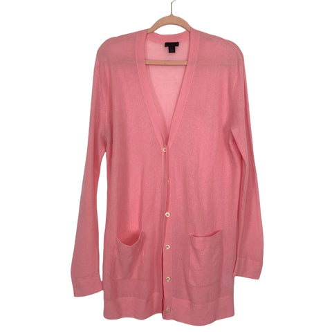 J.Crew Pink Button Front Double Pocket Long Cardigan- Size L