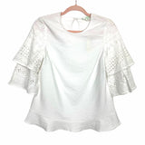 Jade White Eyelet Sleeve Top NWT- Size XS