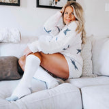 POL Pink/Blue Star Fuzzy Lounge Pullover Top- Size S (We Have Matching Bottoms!)