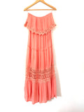 Flying Tomato Coral Strapless Maxi with Crochet Lace Detail- Size S