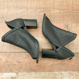 Anna Black Perforated Peep Toe Zip Back Bootie- Size 6.5 Like New