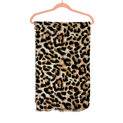 Asos Brown/Black/White Animal Print Fringe Scarf