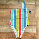Nasty Gal Colorful Striped One Shoulder One Piece NWT- Size 6