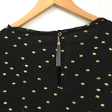 Floreat Anthropologie Black and Gold Polka Dot Bell Sleeve Top- Size S