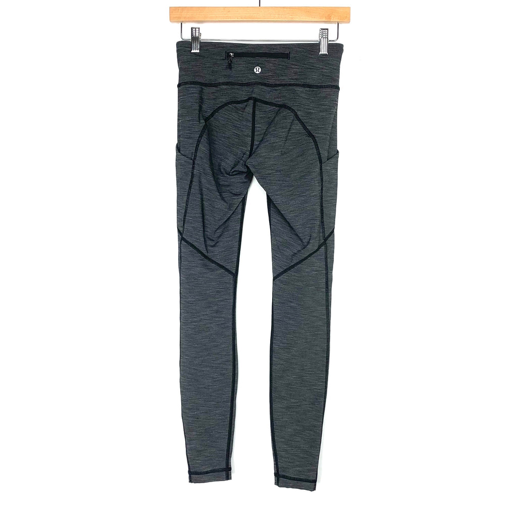 Lululemon Heather Dark Grey & Exposed Seam Leggings With Side Pocket & –  The Saved Collection