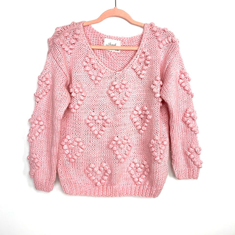 Chicwish Pink Heart Pom Pom Wool Blend Sweater- Size ~S/M (see notes)