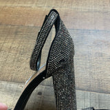 Steve Madden Black/Silver Rhinestone Ankle Strap Block Heel Sandals- Size 7 (see notes)
