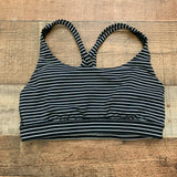 Lululemon Black/White Stripe Criss Cross Back Sports Bra- Size 6
