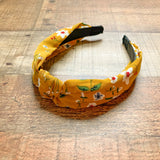 No Brand Mustard Floral Print Top Knot Headband