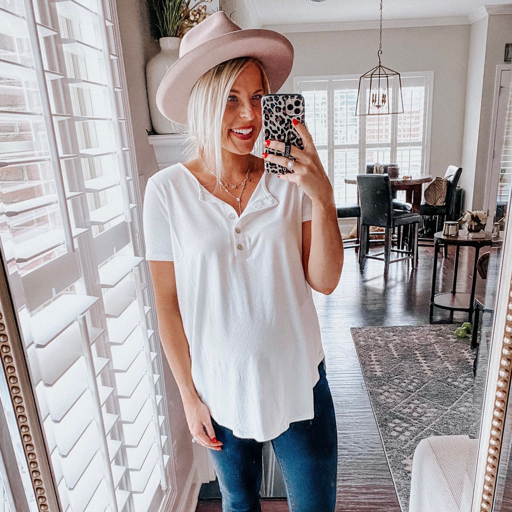 Zenana Premium Ivory White Out And About Henley Top- Size S (Sold Out – The  Saved Collection