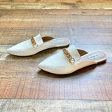 Steve Madden White Croc Embossed Chain Loafer Slides- Size 10 (BRAND NEW CONDITION)