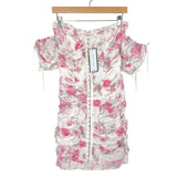 Goodnight Macaroon Pink Floral Cinched with Clasp Detail and Detachable Sleeves Dress NWT- Size M