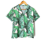 No Brand Pink and Green Palm Leaf Pajama Set- Size S (SOLD AS SET)