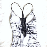 Reef Black & White Deep V One Piece with Tie Back- Size S