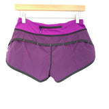 Lululemon Black and Purple Gingham Speed Shorts- Size 4