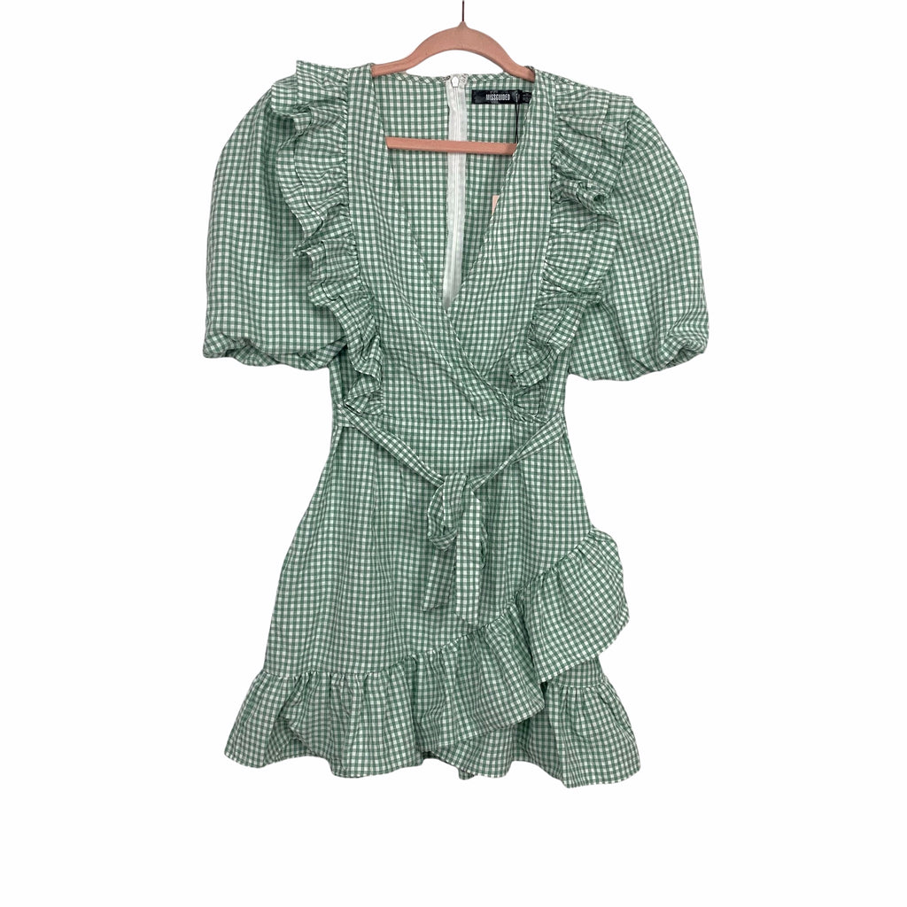 Missguided Mint Gingham Ruffle Wrap Dress NWT- Size US 2 The Saved Collection Missguided Mint Gingham Ruffle Wrap Dress NWT- Size US 2 The Saved Collection